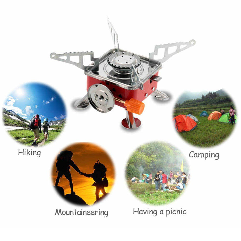 Kompor Camping Mini Gas Portable Bentuk Kotak Camping Hiking Stove Kompor Travelling Kecil