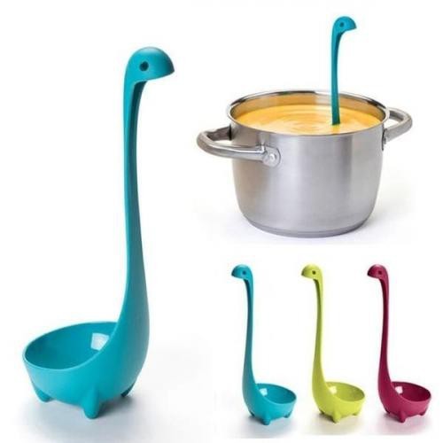 Sendok Kuah Sayur Motif Dinosaurus / Centong Kuah Sup Nessie Plastik Bisa Berdiri 4 kaki Dino / Souvenir Pernikahan Unik Lucu Anti Lengket