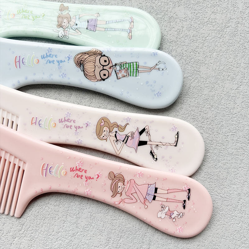 Sisir Rambut Fancy Karakter / Alat Penata Rambut Rapi Anti Kusut Character / Fancy Plush Travel Hair Comb / Sikat Rambut Lurus Keriting Basah Kering Gagang Anak Dewasa Anti Rontok Multiwarna Motif Lucu