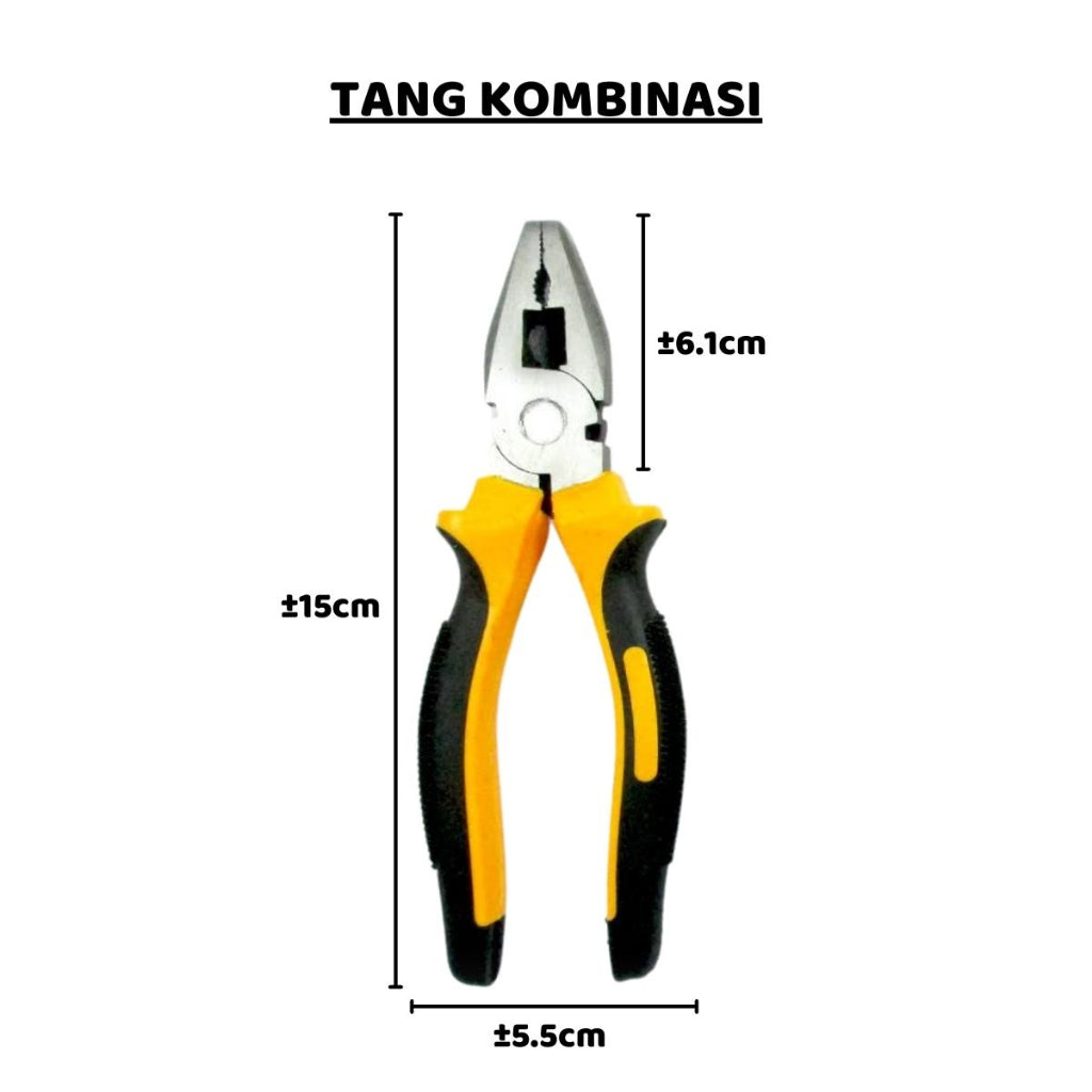 Tang Potong Kombinasi Lancip 6in1 / Peralatan Perkakas Tangan Multifungsi Anti Slip Anti Karat / Alat Bantu Potong Jepit Pembuka Kulit Kabel Fiber Kawat Penahan Meluruskan / Wire Cutting Pliers Serbaguna