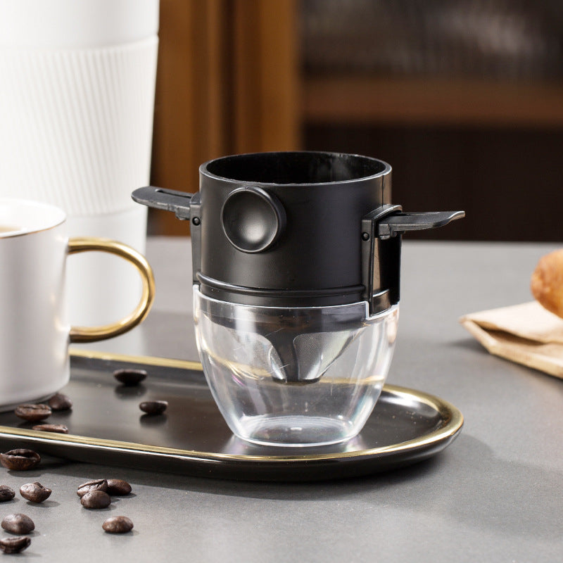 Filter Penyaring Kopi V60 Portable Coffee Tea Dripper Multifungsi / Alat Pemisah Ampas Seduh Teh Kopi Bubuk Manual Bahan Stainless Steel Anti Karat Tahan Lama / Saringan Kopi Teh Lipat Traveling Mudah Dibersihkan Food Grade