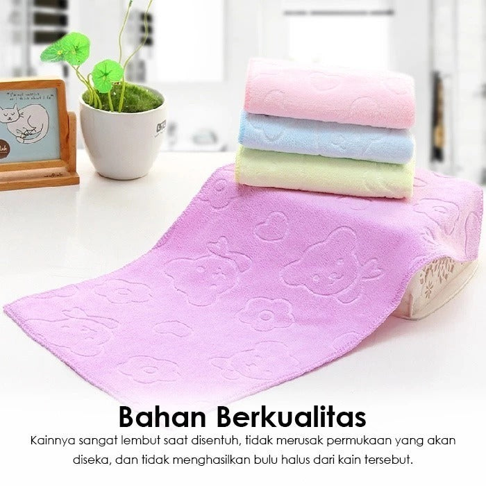 Handuk Muka Tangan Microfiber Motif Bear 30x60 / Towel Sapu Tangan Mini Mikrofiber Bulu Halus Lembut Cepat Kering Multifungsi