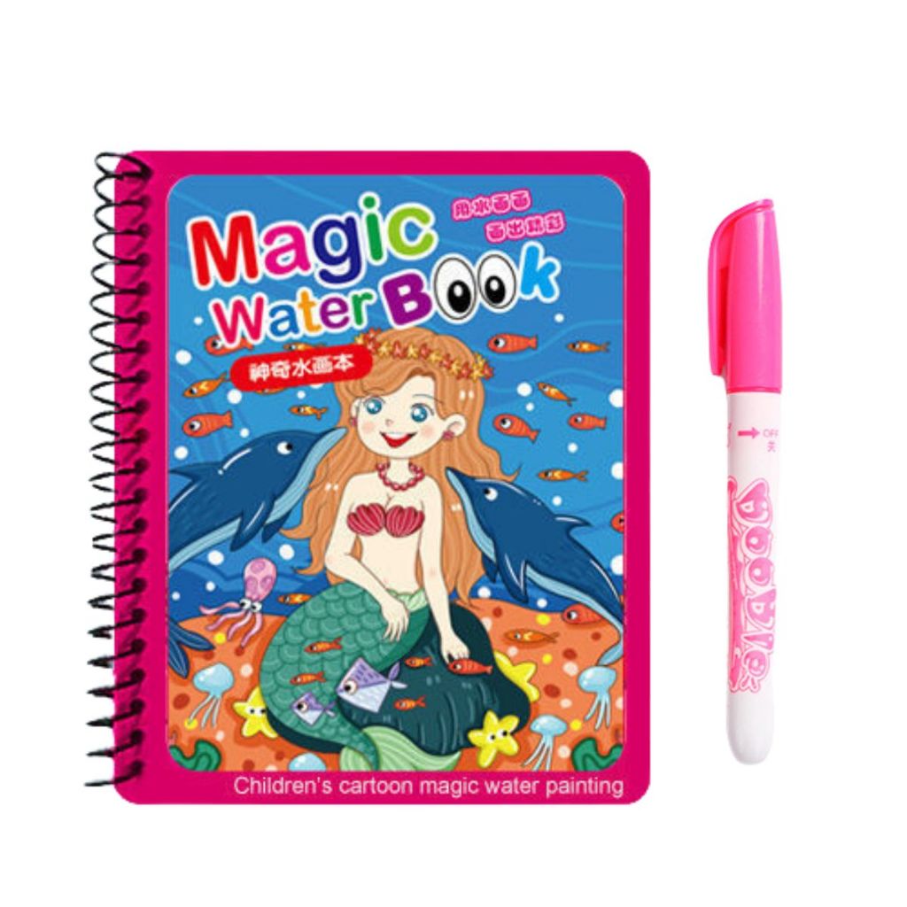 Magic Water Book FREE Spidol Air - Buku Ajaib Belajar Mewarnai Edukasi Anak / Practice Drawing Repeated Use Latihan Motorik Menggambar Kreativitas Hadiah Kado Ulang Tahun Prasekolah Paud TK SD Bisa Dipakai Berkali-kali