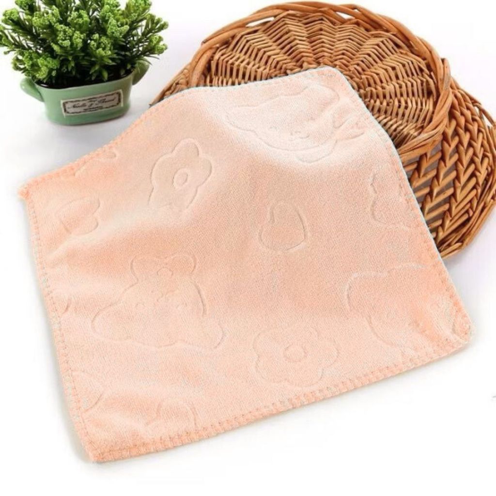 Handuk Muka Motif Bear 30x30 / Sapu Tangan Mini Micorfiber Bulu Halus Lembut Cepat Kering Gambar Beruang Lucu Multifungsi