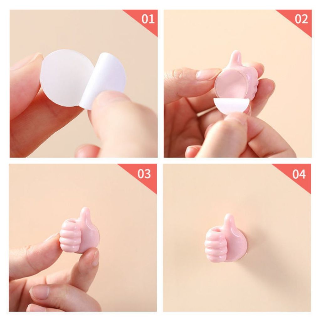 Klip Holder Bentuk Jempol Tempel /Penjepit Penahan Kabel Mini /Kait Gantungan Kunci Unik Multifungsi