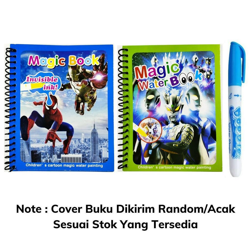 Magic Water Book FREE Spidol Air - Buku Ajaib Belajar Mewarnai Edukasi Anak / Practice Drawing Repeated Use Latihan Motorik Menggambar Kreativitas Hadiah Kado Ulang Tahun Prasekolah Paud TK SD Bisa Dipakai Berkali-kali
