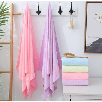 Handuk Mandi Ukuran 70x140Cm Motif Beruang / Quick Drying Bath Towel Karakter / Handuk Pantai Microfiber Embossed Bear Lembut Cepat Kering Bayi Anak Dewasa Warna Pastel