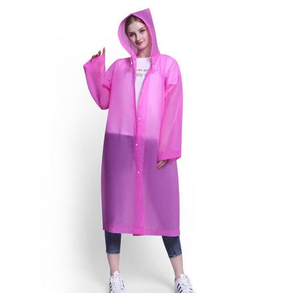 Jas Hujan Dewasa Model Poncho Waterproof Bahan EVA Tebal / Jas Hujan Mantel Korea + Hoodie Semi Transparan Anti Air / Jubah Terusan Musim Ujan Untuk Motor Anti Basah / Raincoat Lightweight Unisex Reusable Pria Wanita