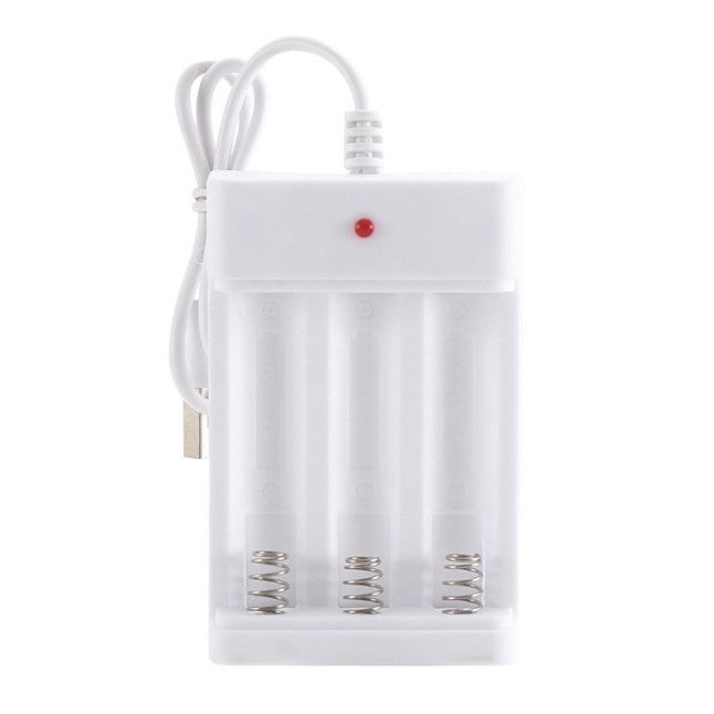 Desktop Charger Baterai Isi Ulang 3 Slot A2 A3 AA AAA Rechargeable Kabel USB Casan Battery Adaptor