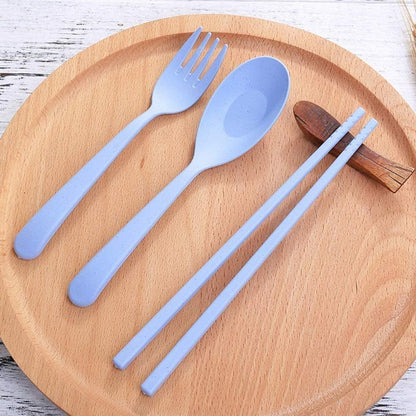Alat Makan Sendok Sumpit Garpu Alat Makan Box Korea Travelling Set 3IN1 Bahan Plastik