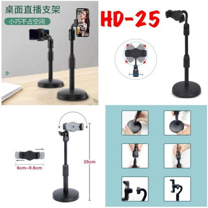 Phone Holder Stand Meja HD-25 Folding Desktop Support HD25 Table Standing Berdiri untuk Meeting Review Vlog HD 25