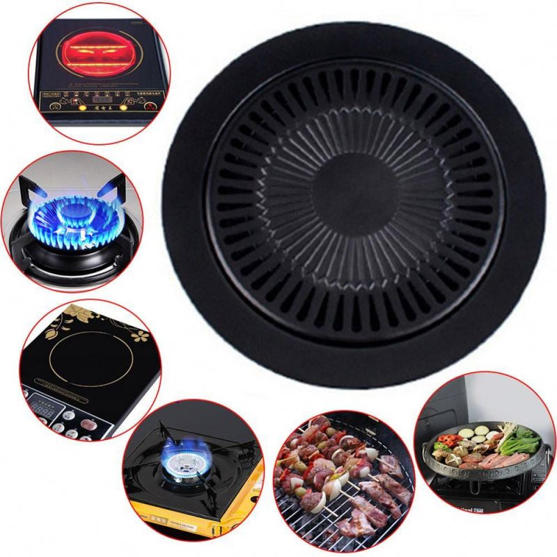 Panggangan BBQ Bulat 32Cm Ultra Grill Pan Drip Pan Plate Anti Lengket / Alat Pemanggang Daging Ala Korea Smokeless Kompor Portable Alas Panggang Serbaguna