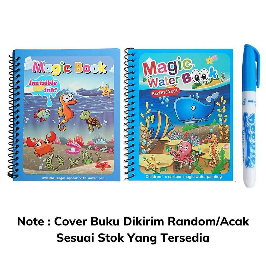 Magic Water Book FREE Spidol Air - Buku Ajaib Belajar Mewarnai Edukasi Anak / Practice Drawing Repeated Use Latihan Motorik Menggambar Kreativitas Hadiah Kado Ulang Tahun Prasekolah Paud TK SD Bisa Dipakai Berkali-kali