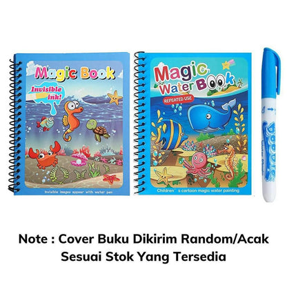 Magic Water Book FREE Spidol Air - Buku Ajaib Belajar Mewarnai Edukasi Anak / Practice Drawing Repeated Use Latihan Motorik Menggambar Kreativitas Hadiah Kado Ulang Tahun Prasekolah Paud TK SD Bisa Dipakai Berkali-kali