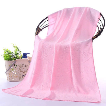 Handuk Mandi Ukuran 70x140Cm Motif Beruang / Quick Drying Bath Towel Karakter / Handuk Pantai Microfiber Embossed Bear Lembut Cepat Kering Bayi Anak Dewasa Warna Pastel