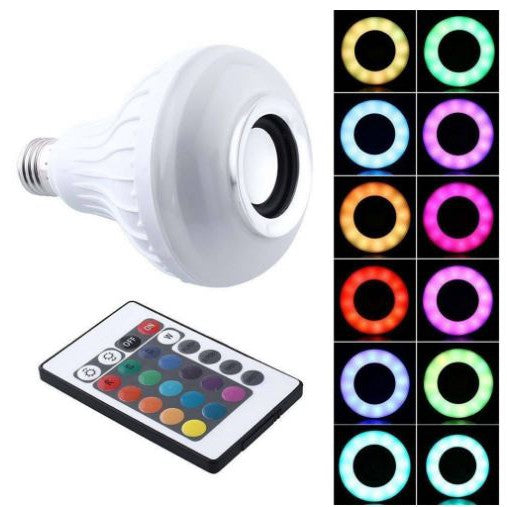 Speaker Bluetooth Bohlam ARASHI AML 6W RC Lampu LED Putih Disco RGB Remote Control Music Lamp Unik