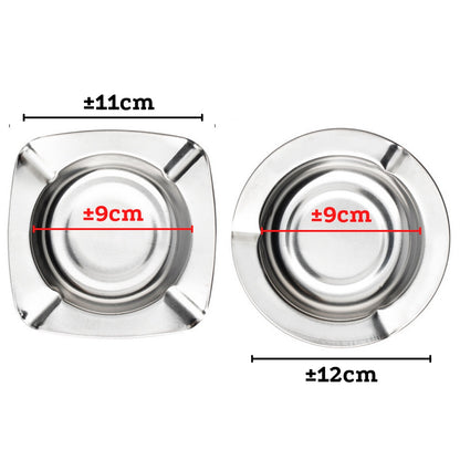 Asbak Rokok Stainless Steel Anti Karat 12 cm / Tempat Abu Ampas Rokok Wadah Bulat Tatakan Mangkok Sampah / Ashtray Cigarette Seng Simple Untuk Souvenir Pernikahan Cafe Hotel Resto Kantor