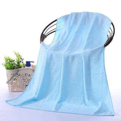 Handuk Mandi Ukuran 70x140Cm Motif Beruang / Quick Drying Bath Towel Karakter / Handuk Pantai Microfiber Embossed Bear Lembut Cepat Kering Bayi Anak Dewasa Warna Pastel