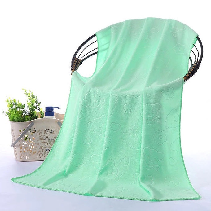 Handuk Mandi Ukuran 70x140Cm Motif Beruang / Quick Drying Bath Towel Karakter / Handuk Pantai Microfiber Embossed Bear Lembut Cepat Kering Bayi Anak Dewasa Warna Pastel