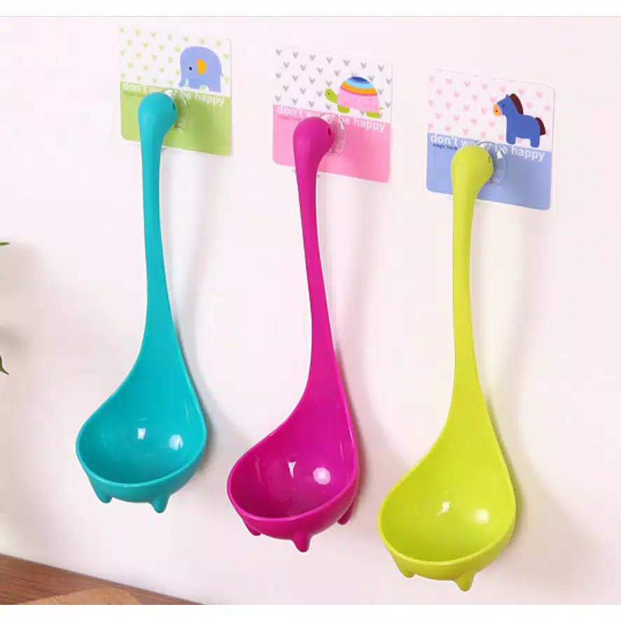 Sendok Kuah Sayur Motif Dinosaurus / Centong Kuah Sup Nessie Plastik Bisa Berdiri 4 kaki Dino / Souvenir Pernikahan Unik Lucu Anti Lengket