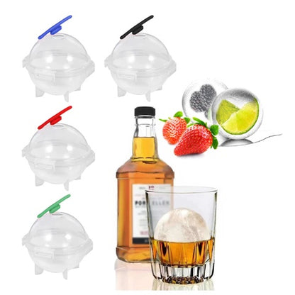 Cetakan Es Batu Model Bulat Isi 6Pcs + Corong / Alat Cetak 5Cm Puding Jelly Cokelat Gelatin / Ice Cube Mold Bentuk Bola Cristal / Round Ball Ice Maker Kristal Baki Bar Pesta Unik Lucu
