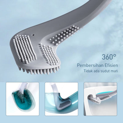 Sikat Toilet Silikon Bentuk Stik Golf / Alat Pembersih WC Kamar Mandi / Toilet Brush Silicone Fleksible Serbaguna Sela Karet Lentur