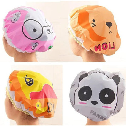 Shower Cap Karakter Topi Penutup Cover Kepala Pelindung Rambut Waterproof Anti Air Basah Unik Lucu