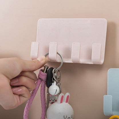 Gantungan Tempel Dinding 4 Kait / Bracket Holder Tempat Hp Remote TV AC / Tempat Gantung Kunci Baju Hook Dudukan Multifungsi Serbaguna Mofanaccessories Mofan Accessories