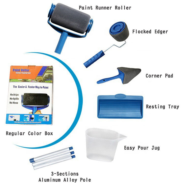 Paint Roller Kuas Cat Tembok Anti Tumpah Smart Paint brush Set Runner Pro Pintar Facil Clever Tray