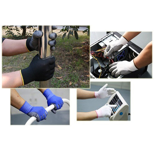 Sarung Tangan Karet Palm Fit Hand Glove Mekanik Motor Hitam Nylon Safety Kerja Proyek Otomotif Gloves Black