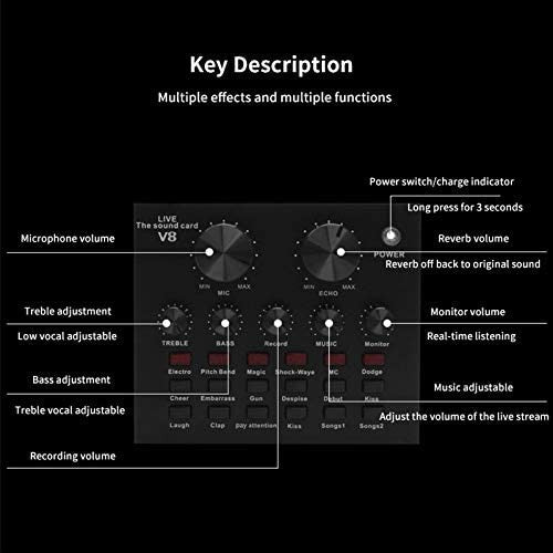 SoundCard V8 Recording dan Broadcasting Sound Effect Singing Streaming Live Karaoke - Alat Sound card Audio Mixer External Microphone Headset Bluetooth Efek Suara Jenis Elektonik Artifisial Wireless