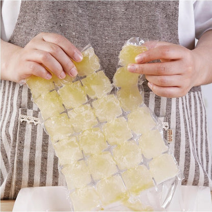 Kantong Plastik Cetakan Es Batu Sekali Pakai Isi 10pcs Ice Bag 24 Cube Beku Food Grade Kaldu Anak