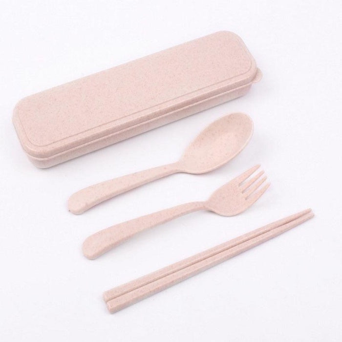 Alat Makan Sendok Sumpit Garpu Alat Makan Box Korea Travelling Set 3IN1 Bahan Plastik