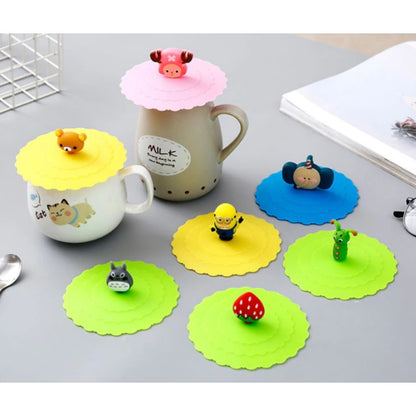 Tutup Gelas Silikon Karakter / Cover Penutup Cangkir Mug Karet Silicone Kedap Udara Anti Debu Lucu Unik Tutup Tahan Panas Dingin Murah