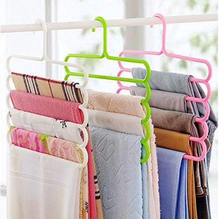 Gantungan Baju 5 Susun Magic Hanger Pakaian Celana Jilbab Handuk 5 Layer Lemari Plastik Hemat Tempat