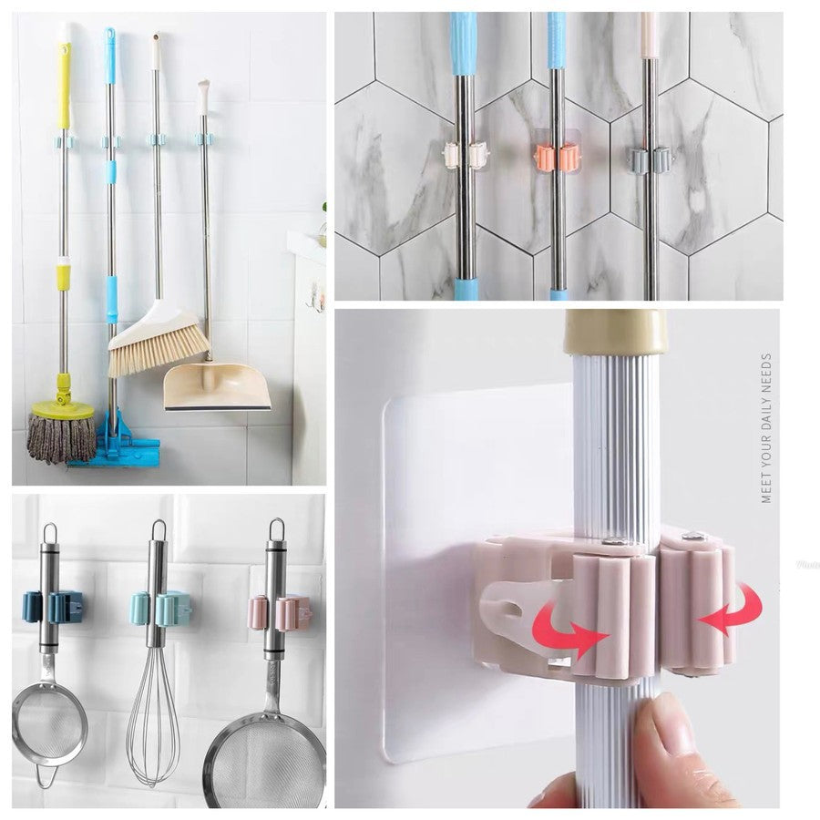 GANTUNGAN Hook Tempel GAGANG Sapu Pel Dinding Clip Holder Pengait Tempat Perabotan Rumah Alat Dapur / Mop Hanger Serbaguna