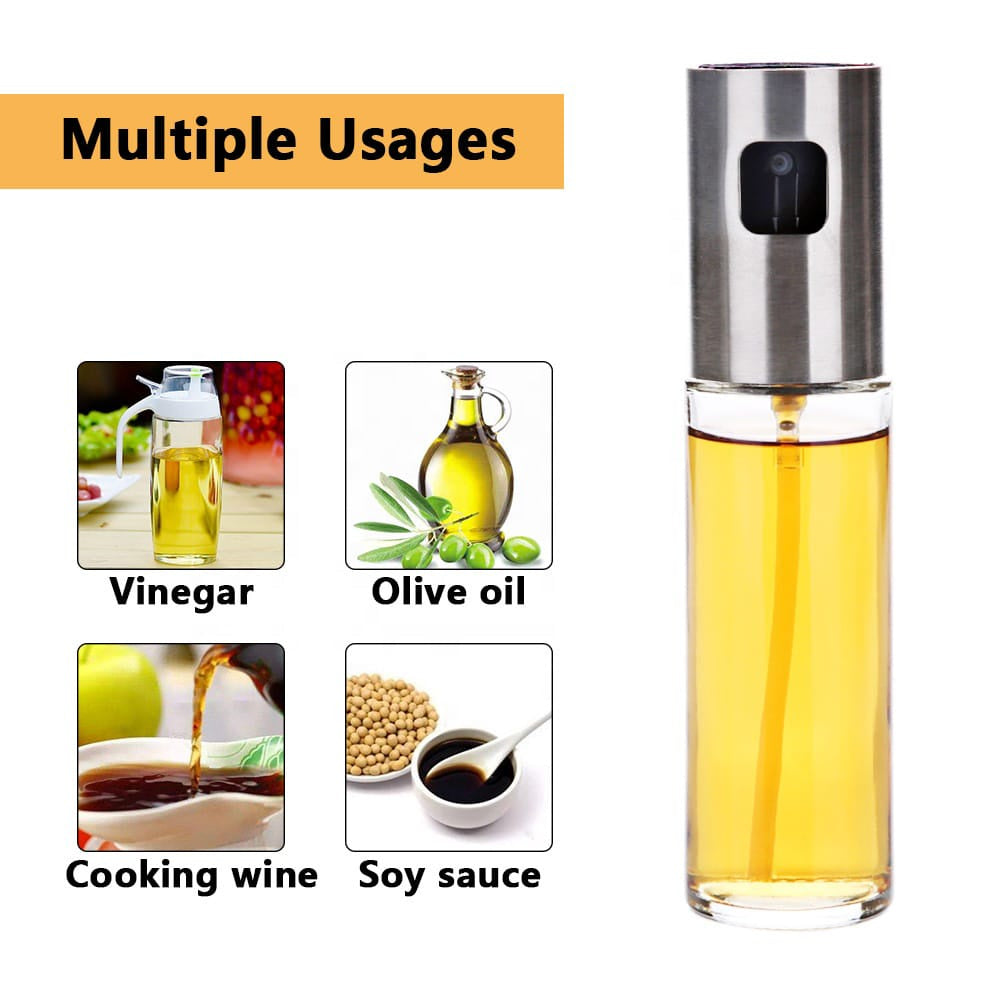 Botol Spray Minyak Kaca 100ml / Bottle Kecap Asin Dapur Semprot 100 ml / Olive Oil Sprayer Mist Stainless Steel Air Fryer BBQ / Wadah Tempat Minyak Goreng Wijen Parfum