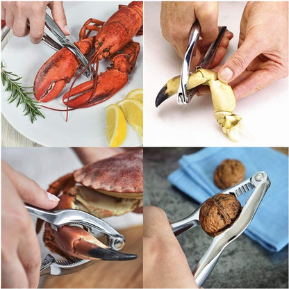 Tang Jepit Kepiting Pemecah Cangkang Lobster Alat Penjepit Walnut Kacang-Kacangan Stainless Steel Crab Grip Clamp