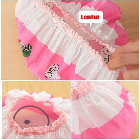 Shower Cap Karakter Topi Penutup Cover Kepala Pelindung Rambut Waterproof Anti Air Basah Unik Lucu
