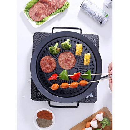 Panggangan BBQ Bulat 32Cm Ultra Grill Pan Drip Pan Plate Anti Lengket / Alat Pemanggang Daging Ala Korea Smokeless Kompor Portable Alas Panggang Serbaguna