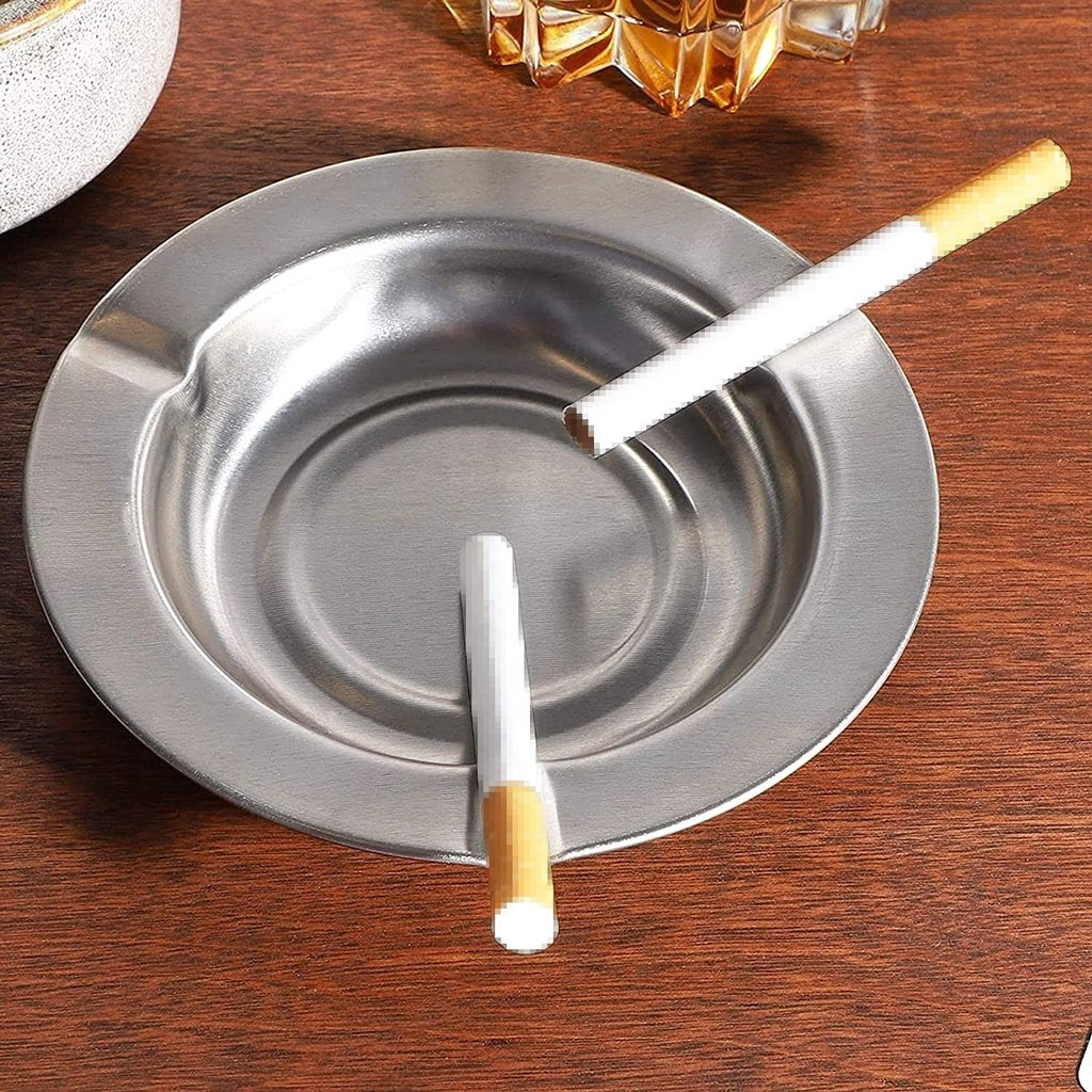 Asbak Rokok Stainless Steel Anti Karat 12 cm / Tempat Abu Ampas Rokok Wadah Bulat Tatakan Mangkok Sampah / Ashtray Cigarette Seng Simple Untuk Souvenir Pernikahan Cafe Hotel Resto Kantor