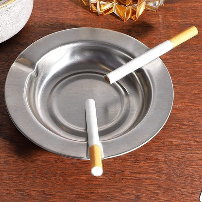 Asbak Rokok Stainless Steel Anti Karat 12 cm / Tempat Abu Ampas Rokok Wadah Bulat Tatakan Mangkok Sampah / Ashtray Cigarette Seng Simple Untuk Souvenir Pernikahan Cafe Hotel Resto Kantor