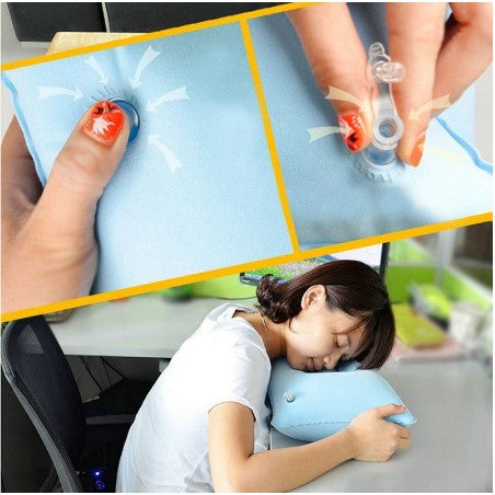 Bantal Angin Tiup Inflatable Travel Pillow Air Udara Ringan Camping Outdoor Pesawat Mobil Portable