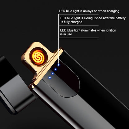 Korek Api Elektrik Fingerprint Touch Screen / Electric Lighter Slim Sensor LED Display / Pemantik Rokok Anti Angin Elegan Rechargeable USB Micro / Panas Coil Besi Cas Baterai Isi Ulang Sensor Jari Tangan