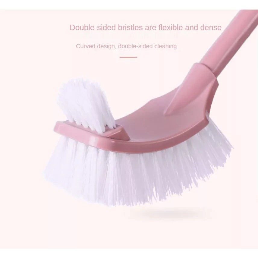 Sikat Toilet 2 Sisi Gagang Panjang / Alat Gosok Lantai Kamar Mandi Kloset / Long-Handled Toilet Brush Double-Sided / Sikat Pembersih WC Closet Sudut 2 Sisi Melengkung Lengkung Bengkok Serbaguna