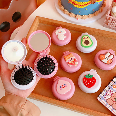 Cermin Sisir Bulat Lipat 2in1