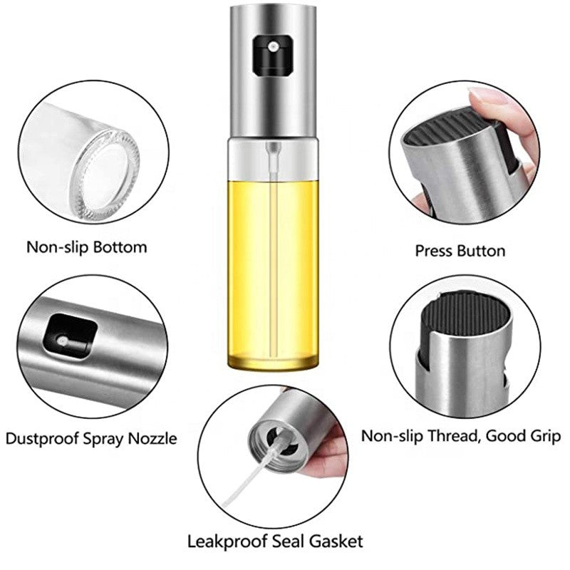 Botol Spray Minyak Kaca 100ml / Bottle Kecap Asin Dapur Semprot 100 ml / Olive Oil Sprayer Mist Stainless Steel Air Fryer BBQ / Wadah Tempat Minyak Goreng Wijen Parfum
