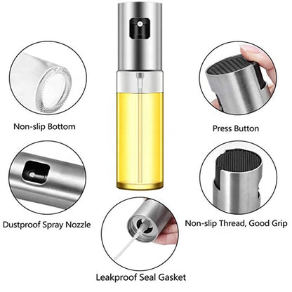 Botol Spray Minyak Kaca 100ml / Bottle Kecap Asin Dapur Semprot 100 ml / Olive Oil Sprayer Mist Stainless Steel Air Fryer BBQ / Wadah Tempat Minyak Goreng Wijen Parfum