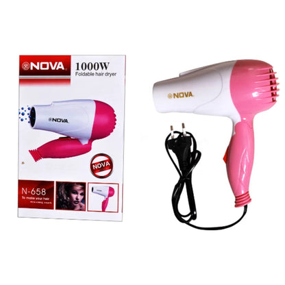 Hair Dryer Mini Lipat Alat Pengering Rambut NOVA N-658 Hairdryer Low Watt Murah Bagus Rekomen Salon