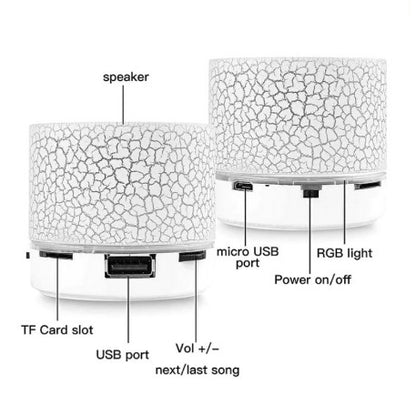 Speaker Bluetooth S10 CRECK Effect Motif Retak Mini S-10 Lampu LED Super Bass Corak Kaca Crack A2DP